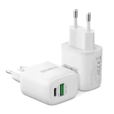 Duzzona hálózati töltő adapter 30W PD QC3.0 USB Type C / USB fehér
