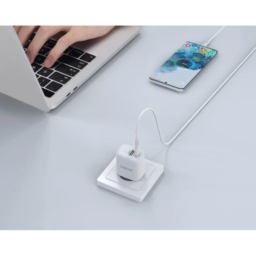 Duzzona hálózati töltő adapter 30W PD QC3.0 USB Type C / USB fehér - 8