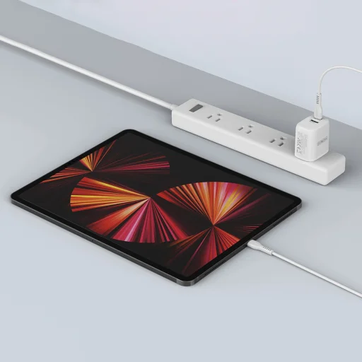Duzzona hálózati töltő adapter 30W PD QC3.0 USB Type C / USB fehér - 13