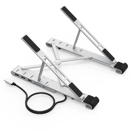 Choetech HUB-M43 7 az 1-ben laptop állvány HUB Type-C-HDMI (4K/30Hz/USB-A*2/Type-C Data/SD/TF PD töltővel, fekete - 1