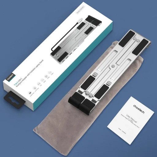 Choetech HUB-M43 7 az 1-ben laptop állvány HUB Type-C-HDMI (4K/30Hz/USB-A*2/Type-C Data/SD/TF PD töltővel, fekete - 3