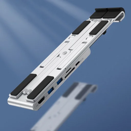 Choetech HUB-M43 7 az 1-ben laptop állvány HUB Type-C-HDMI (4K/30Hz/USB-A*2/Type-C Data/SD/TF PD töltővel, fekete - 4