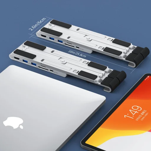 Choetech HUB-M43 7 az 1-ben laptop állvány HUB Type-C-HDMI (4K/30Hz/USB-A*2/Type-C Data/SD/TF PD töltővel, fekete - 5