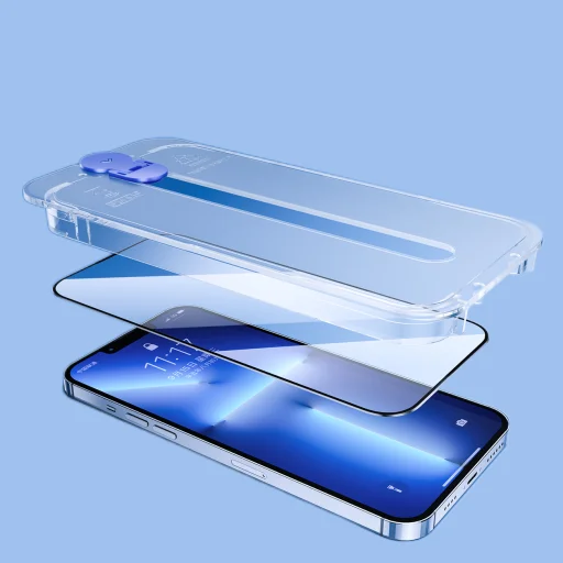 iPhone 14 Plus Joyroom Knight kijelzővédő üvegfólia felhelyező készlettel átlátszó (JR-H11) - 3