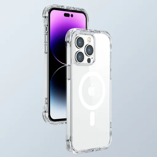 iPhone 14 Plus Joyroom Defender mágneses tok támasztékkal, átlátszó (MagSafe kompatibilis) - 2