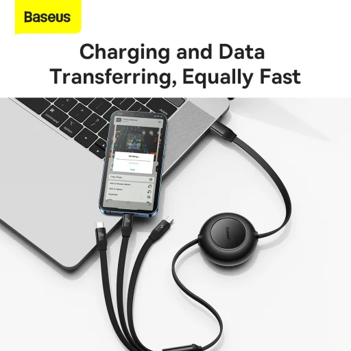 Baseus Bright Mirror2 3 az 1-ben kábel Type C - Type C, micro USB, Lightning 100W 1.1 m fekete - 12