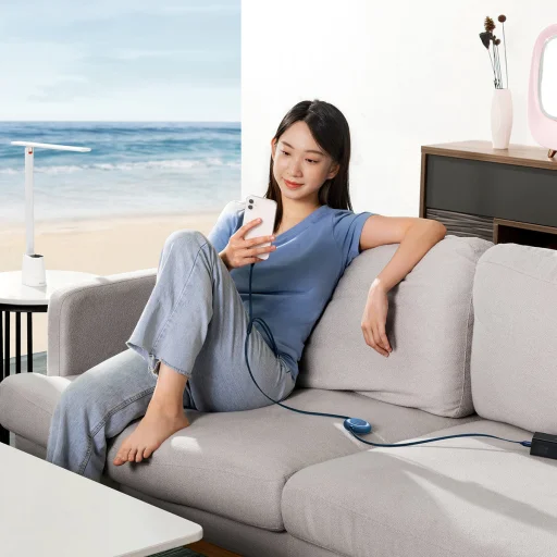 Baseus Bright Mirror2 3 az 1-ben kábel Type C - Type C, micro USB, Lightning 100W 1.1 m sötétkék - 6