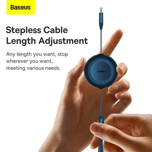 Baseus Bright Mirror2 3 az 1-ben kábel Type C - Type C, micro USB, Lightning 100W 1.1 m sötétkék - 3