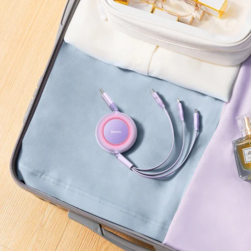 Baseus Bright Mirror2 3 az 1-ben kábel Type C - Type C, micro USB, Lightning 100W 1.1 m lila - 11