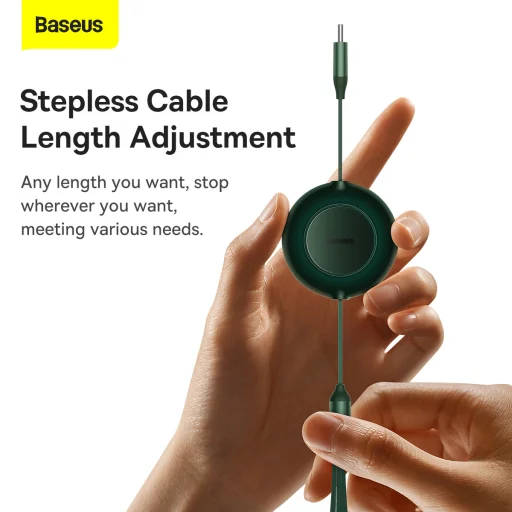 Baseus Bright Mirror2 3 az 1-ben kábel Type C - Type C, micro USB, Lightning 100W 1.1 m zöld - 8