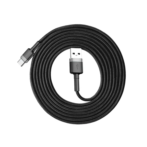 Baseus Cafule Nylon harisnyázott USB/USB-Type C kábel QC3.0 2A 2m fekete-szürke (CATKLF-CG1) - 5