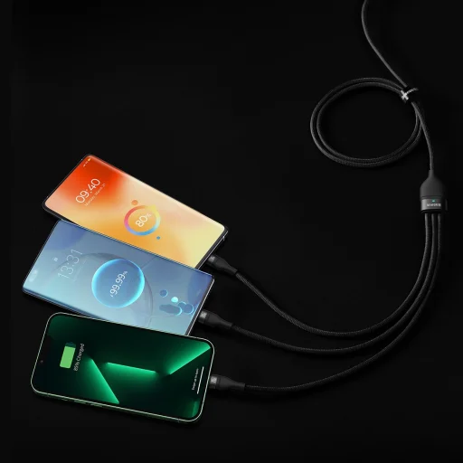 Baseus Flash Series II 3 az 1-ben kábel Type C - Type C, Lightning, microUSB 100W 1.5 m fekete - 3