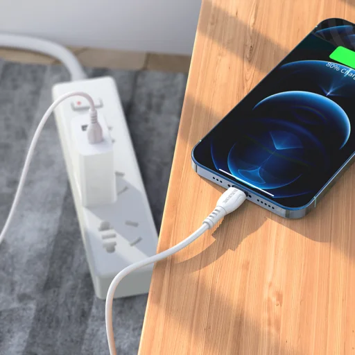  Type C - Lightning Kábel Borofone BX51 Triumph 2,4A 1m fehér - 2