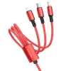 Borofone BX72 3 az 1-ben USB - Type C, micro USB, Lightning kábel 2A 1 m piros thumbnail