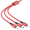 Borofone BX72 3 az 1-ben USB - Type C, micro USB, Lightning kábel 2A 1 m piros thumbnail