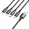 Borofone BX72 4 az 1-ben USB - Type C, micro USB, 2xLightning kábel 2A 1 m fekete thumbnail