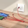 Borofone BX72 4 az 1-ben USB - Type C, micro USB, 2xLightning kábel 2A 1 m piros thumbnail