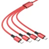 Borofone BX72 4 az 1-ben USB - Type C, micro USB, 2xLightning kábel 2A 1 m piros thumbnail