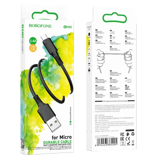 Borofone Succeed BX80 USB - microUSB kábel 2.4A 1m fekete - 4