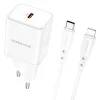 Borofone BN6 hálózati töltő adapter Type C QC 3.0 PD 20W + Type C - Lightning kábel fehér thumbnail