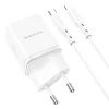 Borofone BN6 hálózati töltő adapter Type C QC 3.0 PD 20W + Type C - Lightning kábel fehér thumbnail