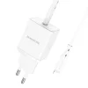 Borofone BN6 hálózati töltő adapter Type C QC 3.0 PD 20W + Type C - Lightning kábel fehér thumbnail