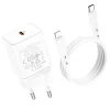 Borofone BN6 hálózati töltő adapter Type C QC 3.0 PD 20W + Type C - Lightning kábel fehér thumbnail