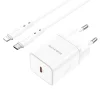 Borofone BN6 hálózati töltő adapter Type C QC 3.0 PD 20W + Type C - Lightning kábel fehér thumbnail