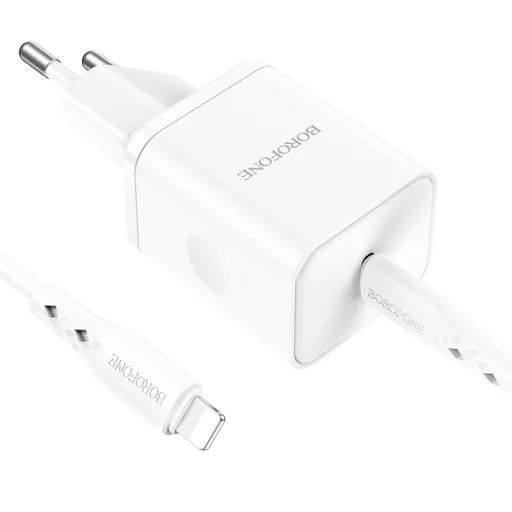 Borofone BN6 hálózati töltő adapter Type C QC 3.0 PD 20W + Type C - Lightning kábel fehér - 7