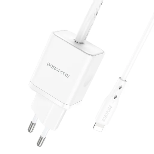 Borofone BN6 hálózati töltő adapter Type C QC 3.0 PD 20W + Type C - Lightning kábel fehér - 9