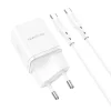 Borofone BN7 hálózati töltő adapter USB+Type C QC 3.0 PD 20W + Type C - Type C kábel fehér - 8