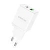 Borofone BN7 hálózati töltő adapter USB+Type C QC 3.0 PD 20W fehér thumbnail