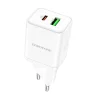Borofone BN7 hálózati töltő adapter USB+Type C QC 3.0 PD 20W fehér thumbnail