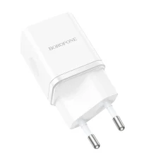 Borofone BN7 hálózati töltő adapter USB+Type C QC 3.0 PD 20W fehér
