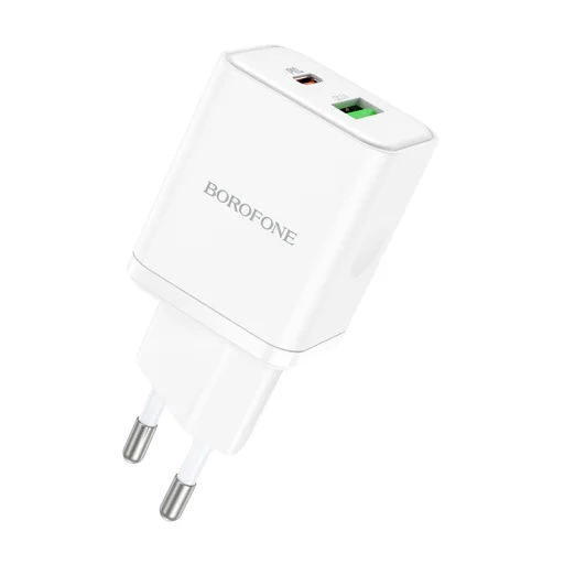 Borofone BN7 hálózati töltő adapter USB+Type C QC 3.0 PD 20W fehér - 8