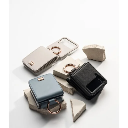 Samsung Galaxy Z Flip 4 Ringke Signature valódi bőr tok vállpánttal kék - 11