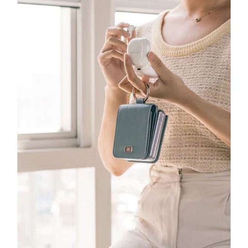 Samsung Galaxy Z Flip 4 Ringke Signature valódi bőr tok vállpánttal kék - 13