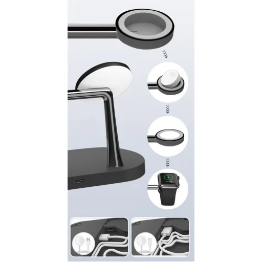 Tech-Protect A14 3 az 1-ben vezeték nélküli töltőállomás MagSafe kompatibilis fekete - 6