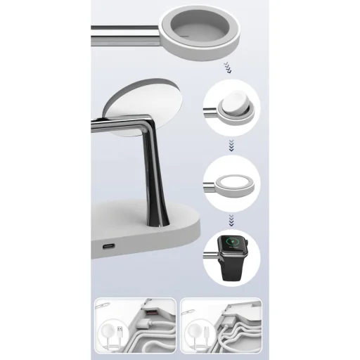 Tech-Protect A14 3 az 1-ben vezeték nélküli töltőállomás MagSafe kompatibilis fehér - 5