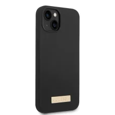 iPhone 14 Plus Guess Silicone Metal Logo MagSafe kompatibilis tok fekete (GUHMP14MSBPLK)