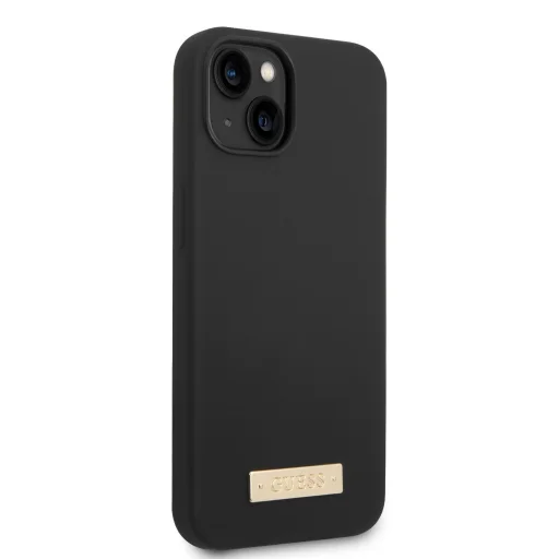 iPhone 14 Plus Guess Silicone Metal Logo MagSafe kompatibilis tok fekete (GUHMP14MSBPLK) - 1
