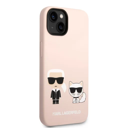 iPhone 14 Plus Karl Lagerfeld Liquid Silicone Karl és Choupette MagSafe kompatibilis tok rózsaszín (KLHMP14MSSKCI) - 2