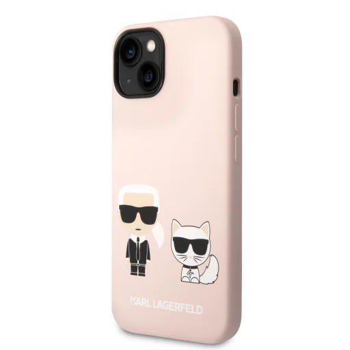iPhone 14 Plus Karl Lagerfeld Liquid Silicone Karl és Choupette MagSafe kompatibilis tok rózsaszín (KLHMP14MSSKCI) - 1