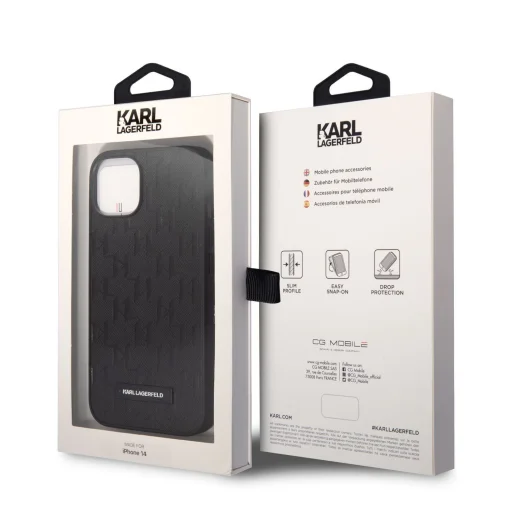 iPhone 14 Plus Karl Lagerfeld Saffiano Monogram tok fekete (KLHCP14MSAKLHPK) - 2