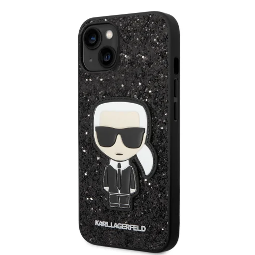 iPhone 14 Plus Karl Lagerfeld Glitter Flakes Ikonik tok fekete (KLHCP14MGFKPK) - 1