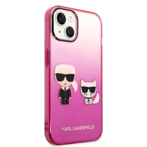 iPhone 14 Karl Lagerfeld Gradient Karl és Choupette tok rózsaszín (KLHCP14STGKCP) - 6