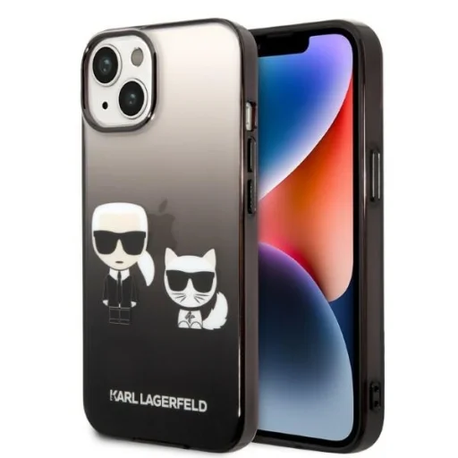 iPhone 14 Plus Karl Lagerfeld Gradient Karl és Choupette tok fekete (KLHCP14MTGKCK) - 3