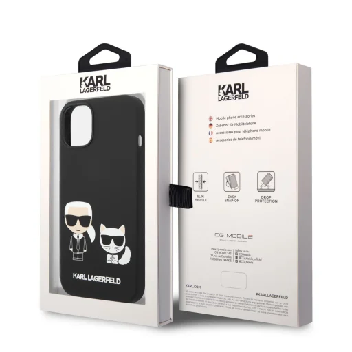 iPhone 14 Karl Lagerfeld  Karl és Choupette szilikon tok fekete (KLHCP14SSSKCK) - 5