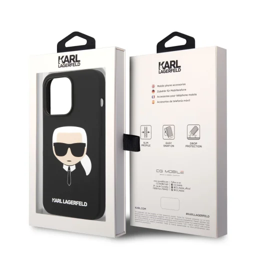 iPhone 14 Pro Karl Lagerfeld Karl Head MagSafe szilikon tok fekete (KLHMP14LSLKHBK) - 5