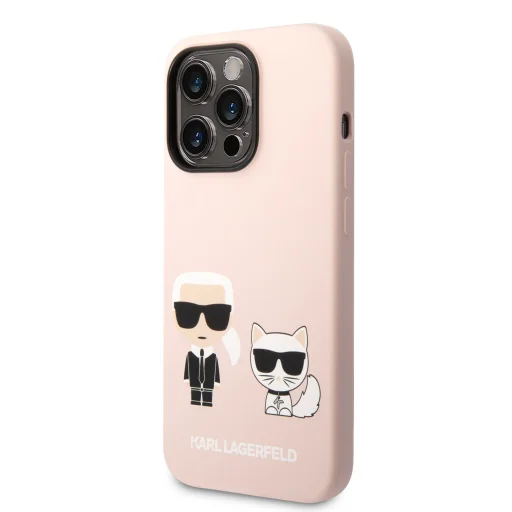 iPhone 14 Pro Max Karl Lagerfeld Liquid Silicone Karl és Choupette MagSafe kompatibilis tok rózsaszín (KLHMP14XSSKCI) - 1